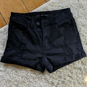 Kancan distressed black shorts.